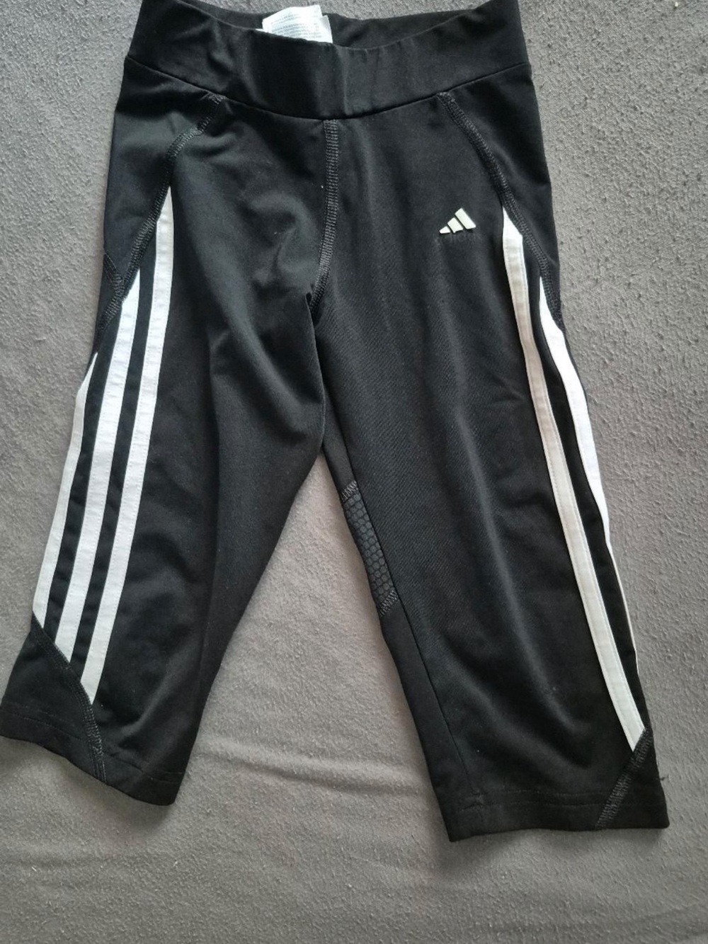 adidas Black Capri Leggings with White Side Stripes